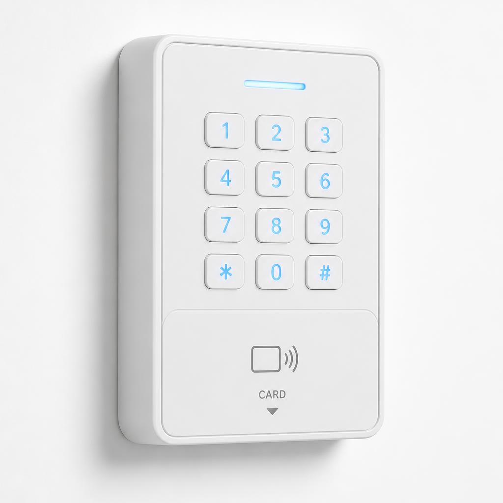 Lecteur Paxton Net2 avec clavier codé pour double authentification badge et code PIN sur un site tertiaire du Rhône